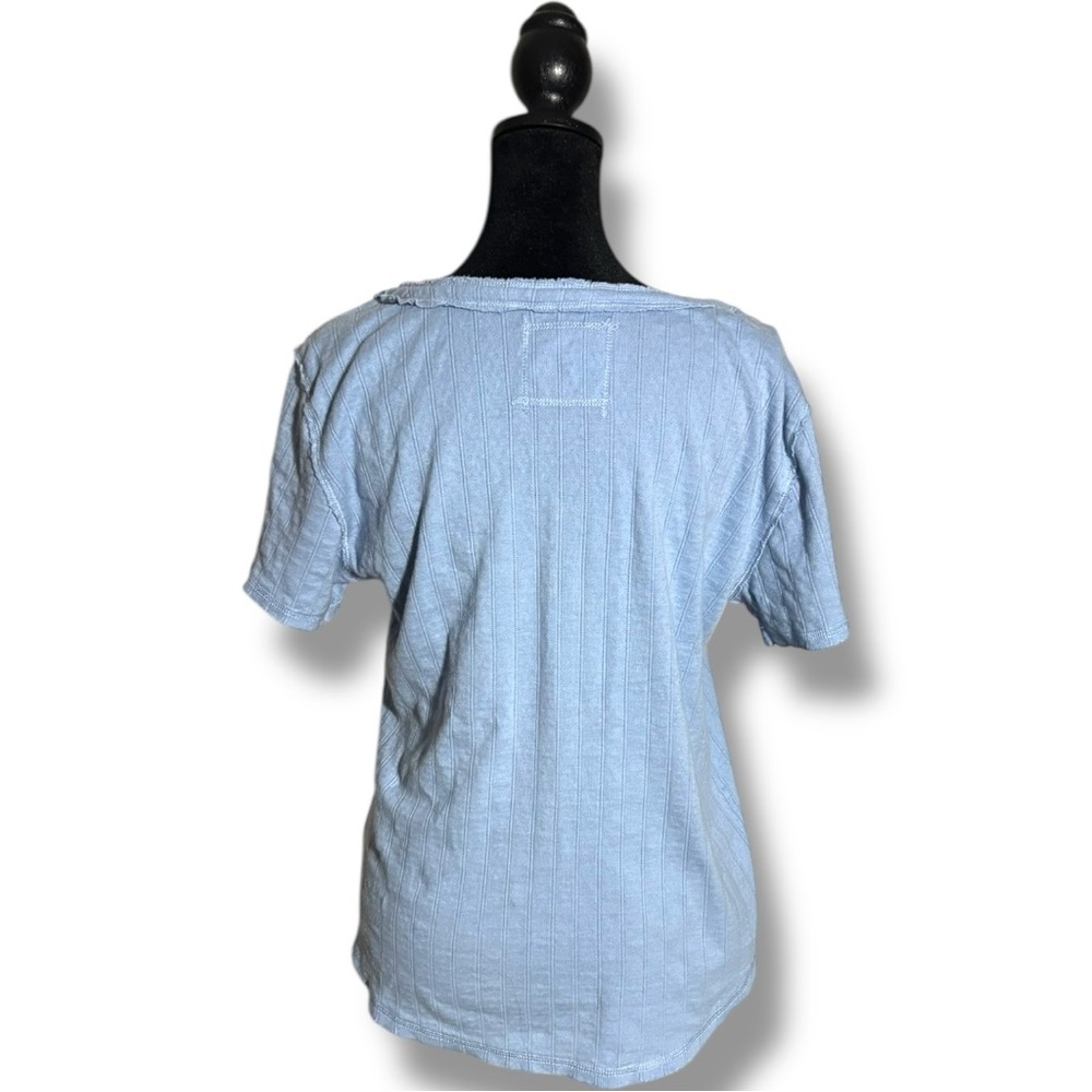 Aerie Light Blue Soft Cotton Button-Down Tie Front Short Sleeved Blouse - Picture 5 of 15